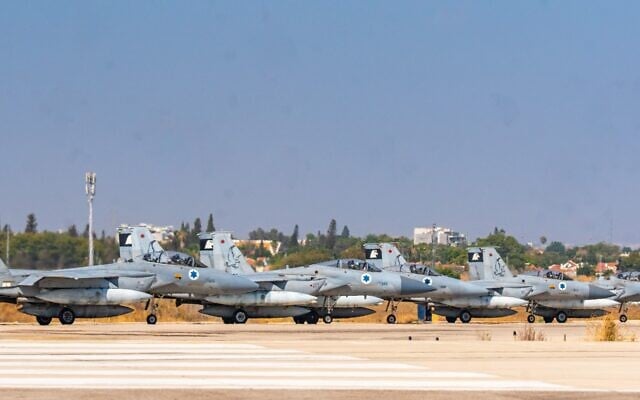Israeli Air Force fighter jets prepare to take off for strikes in Iran, June 17, 2025. (Israel Defense Forces) Israeli Air Force fighter jets prepare to take off for strikes in Iran, June 17, 2025. (Israel Defense Forces)