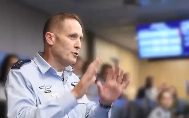 IAF chief Maj. Gen. Tomer Bar speaks to officers at a command center, June 13, 2025. (Israel Defense Forces) IAF chief Maj. Gen. Tomer Bar speaks to officers at a command center, June 13, 2025. (Israel Defense Forces)