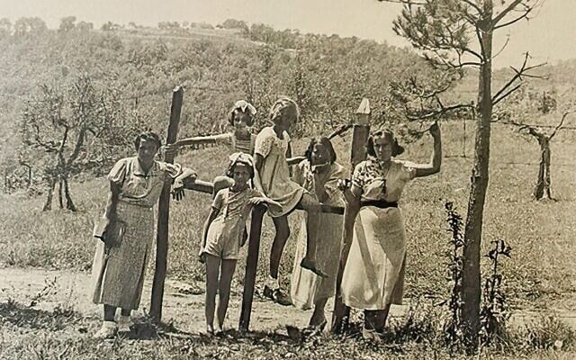 Robert Einstein's family, Nina, Lorenza, Paola, Cici, Seba and Luce in Perugia, Italy, in an undated photo. (Courtesy of Anna Maria Boldrini)
