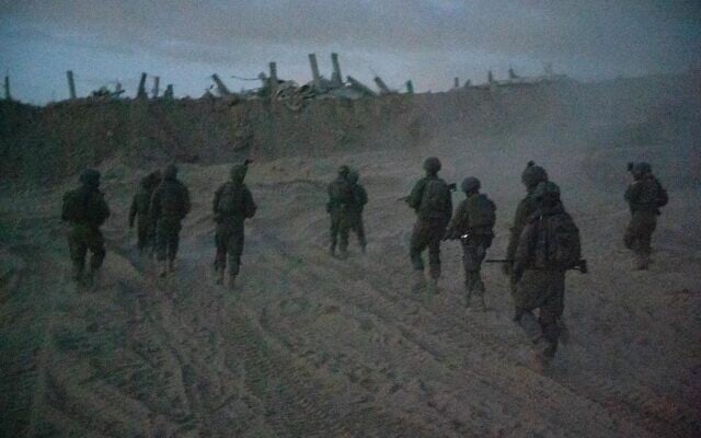Troops of the 252nd Reserve Division operate in the Gaza Strip in a handout photo published June 25, 2025. (Israel Defense Forces)