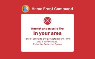 Alert from Israel's Homefront Command app