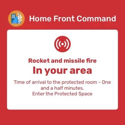 Alert from Israel's Homefront Command app