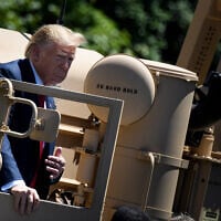 Illustrative: US President Donald Trump gets out of a THAAD missile truck at the White House in Washington, DC, on July 15, 2019. (Brendan Smialowski / AFP)