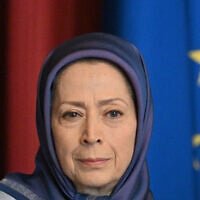 Maryam Rajavi, leader of the People's Mujahedin of Iran (MEK) group, looks on  during a meeting with Italian deputies of the House of Representatives in Rome, on July 12, 2023. (Alberto PIZZOLI / AFP)