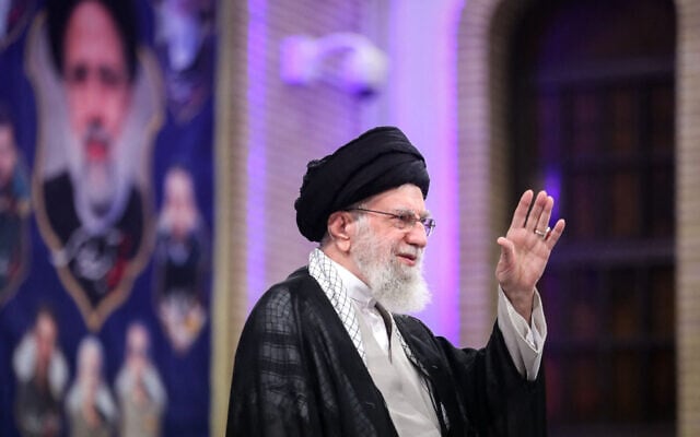 A handout picture provided by the Iranian supreme leader Ayatollah Ali Khameneu's office shows him addressing the nation on the first anniversary of the death of Iran's former president Ebrahim Raisi,  on May 20, 2025 in Tehran (KHAMENEI.IR / AFP)