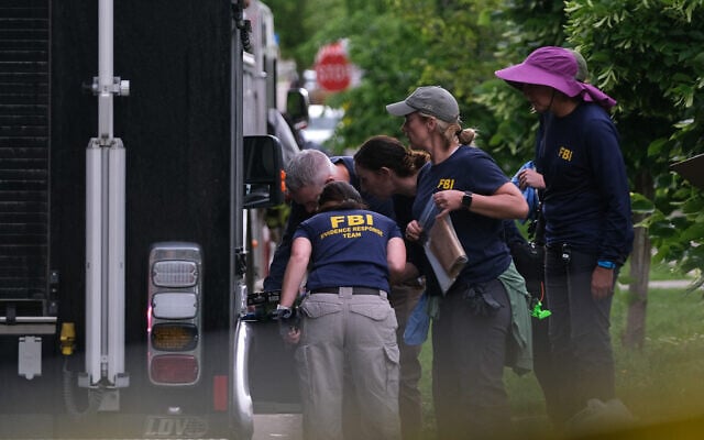 An FBI team is investigating an attack on demonstrators calling for the release of Israeli hostages held in Gaza, at the scene on Pearl Street in Boulder, Colorado, on June 1, 2025. (Eli Imadali / AFP) An FBI team is investigating an attack on demonstrators calling for the release of Israeli hostages held in Gaza, at the scene on Pearl Street in Boulder, Colorado, on June 1, 2025. (Eli Imadali / AFP)