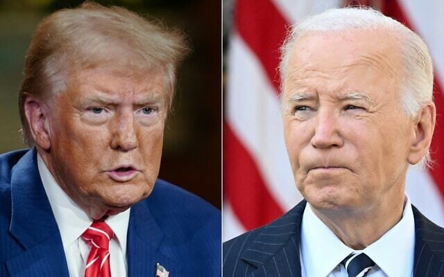 This combination of pictures created on November 07, 2024 shows Donald Trump and Joe Biden (Elijah Nouvelage and Saul LOEB / AFP)