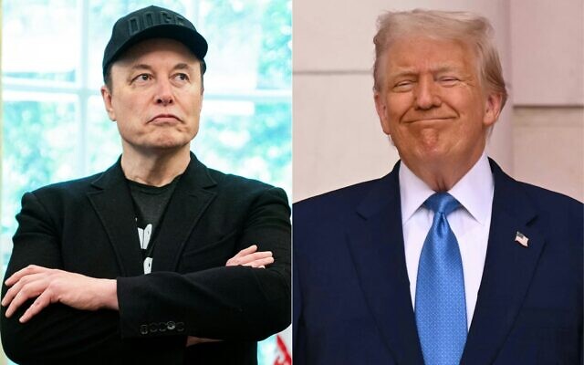 Elon Musk, left, is seen at the Oval Office of the White House in Washington, May 30, 2025; US President Donald Trump, right, appears in Arlington, Virginia, on US Memorial Day, May 26, 2025. (Allison Robbert and Saul Loeb / AFP) Elon Musk, left, is seen at the Oval Office of the White House in Washington, May 30, 2025; US President Donald Trump, right, appears in Arlington, Virginia, on US Memorial Day, May 26, 2025. (Allison Robbert and Saul Loeb / AFP)