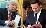 This combination of pictures created on June 6, 2025, shows US President Donald Trump on the phone in the Oval Office at the White House in Washington, DC, on June 27, 2017. (L)
Tesla CEO Elon Musk looking at his phone during the inauguration of Donald Trump as the 47th president of the United States in the Rotunda of the US Capitol in Washington, DC, on January 20, 2025. (Nicholas Kamm and Kevin Lamarque/various sources/AFP)