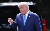 US President Donald Trump points to supporters as he departs the White House in Washington on June 6, 2025. (Win McNamee/Getty Images/AFP)
