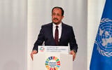 Cyprus' President Nikos Christodoulides addresses the opening session of the third United Nations Ocean Conference (UNOC3), at the Centre des Expositions conference centre in the French riviera city of Nice, on June 9, 2025. (Ludovic MARIN / AFP)