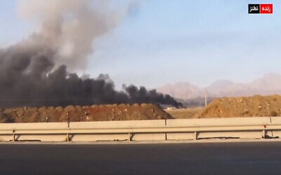 This image grab taken from footage broadcast by Iran's IRINN news on June 13, 2025 shows what the television described as smoke billowing from explosions in Natanz after Israel announced it had carried out strikes on Iranian nuclear and military sites (IRINN / AFP)