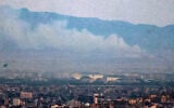 Smoke and fire billow from the site of an alleged Israeli strike in southern Tehran on June 13, 2025. (Atta Kenare/AFP)