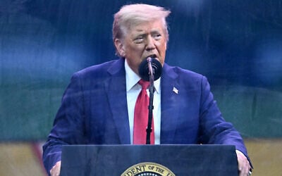 US President Donald Trump speaks during the Army 250th Anniversary Parade from the Ellipse in Washington, DC, on June 14, 2025. (Mandel NGAN / AFP)
