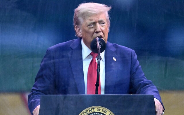 US President Donald Trump speaks during the Army 250th Anniversary Parade from the Ellipse in Washington, DC, on June 14, 2025. (Mandel NGAN / AFP)