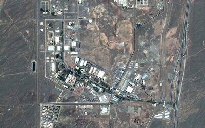 This handout satellite image released by Maxar Technologies on June 15, 2025, shows the Natanz nuclear facilities (Shahid Ahmadi Roshan Nuclear Facilities), near Ahmadabad, Iran after IDF airstrikes on June 15, 2025. (Handout / Satellite image ©2025 Maxar Technologies / AFP)