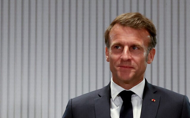 French President Emmanuel Macron at the Group of Seven (G7) Summit at the Pomeroy Kananaskis Mountain Lodge in Kananaskis, Alberta, Canada on June 16, 2025. (Suzanne Plunkett / POOL / AFP)