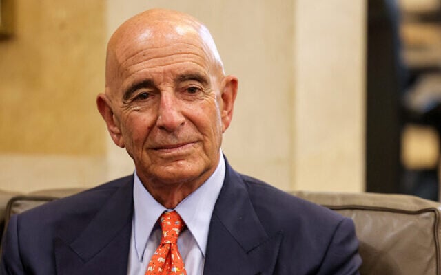 US special envoy for Syria Tom Barrack looks on during his meeting with Lebanon's prime minister at the government palace in Beirut, Lebanon, on June 19, 2025. (Anwar AMRO / AFP) US special envoy for Syria Tom Barrack looks on during his meeting with Lebanon's prime minister at the government palace in Beirut, Lebanon, on June 19, 2025. (Anwar AMRO / AFP)