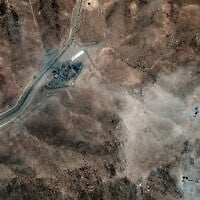 This handout satellite picture provided by Maxar Technologies and taken on June 24, 2025, shows new airstrike craters at a perimeter installation on Iran's Fordo nuclear facility, northeast of the city of Qom. (Satellite image ©2025 Maxar Technologies/AFP)