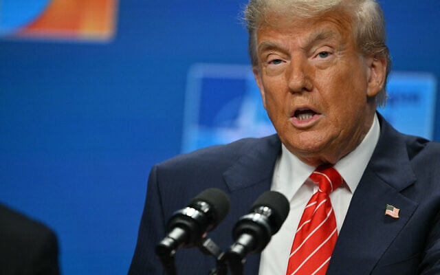US President Donald Trump addresses a press conference during a North Atlantic Treaty Organization (NATO) Heads of State and Government summit in The Hague on June 25, 2025. (NICOLAS TUCAT / AFP) US President Donald Trump addresses a press conference during a North Atlantic Treaty Organization (NATO) Heads of State and Government summit in The Hague on June 25, 2025. (NICOLAS TUCAT / AFP)