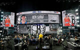 Ben Saraf is drafted twenty-sixth overall by the Brooklyn Nets during the first round of the 2025 NBA Draft at Barclays Center on June 25, 2025, in Brooklyn. (Sarah Stier / GETTY IMAGES NORTH AMERICA / Getty Images via AFP)