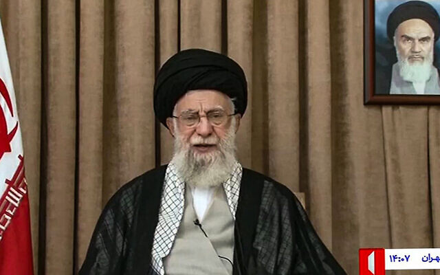 This image grab taken from footage broadcast by Iran's IRIB news on June 26, 2025, shows the Supreme Leader of the Islamic Republic Ayatollah Ali Khamenei addressing the nation (IRIB NEWS AGENCY / AFP)