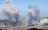 Smoke rises after Israeli airstrikes near Nabatieh in southern Lebanon on June 27, 2025. (Rabih Daher/AFP)
