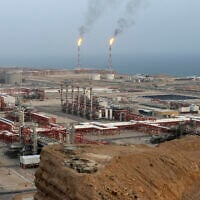 A natural gas refinery at the South Pars gas field on the northern coast of the Persian Gulf, in Asaluyeh, Iran, on March 16, 2019. (Vahid Salemi/AP)