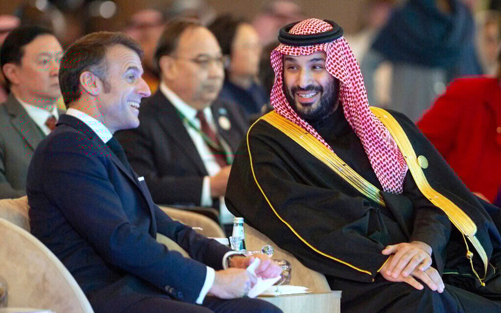 MBS attendance at 2-state confab to signal that France will recognize Palestinian state