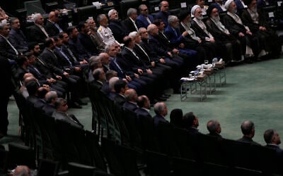 Iranian top officials attend a memorial at the parliament in Tehran, Iran, Wednesday, May 21, 2025, for the late President Ebrahim Raisi and several officials, who were killed in a helicopter crash in the country's northwest last year. (AP Photo/Vahid Salemi) Iranian top officials attend a memorial at the parliament in Tehran, Iran, Wednesday, May 21, 2025, for the late President Ebrahim Raisi and several officials, who were killed in a helicopter crash in the country's northwest last year. (AP Photo/Vahid Salemi)