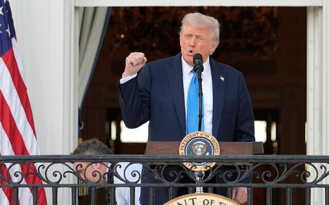 US President Donald Trump speaks during a summer soiree on the South Lawn of the White House, in Washington, June 4, 2025. (Alex Brandon/AP) US President Donald Trump speaks during a summer soiree on the South Lawn of the White House, in Washington, June 4, 2025. (Alex Brandon/AP)