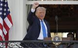 US President Donald Trump gestures after speaking during a summer soiree on the South Lawn of the White House, June 4, 2025, in Washington. (AP Photo/Alex Brandon)