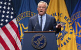 Health and Human Services Secretary Robert F. Kennedy Jr. speaks during a news conference on the Autism report by the CDC at the Hubert Humphrey Building Auditorium in Washington, April 16, 2025. (Jose Luis Magana/AP)