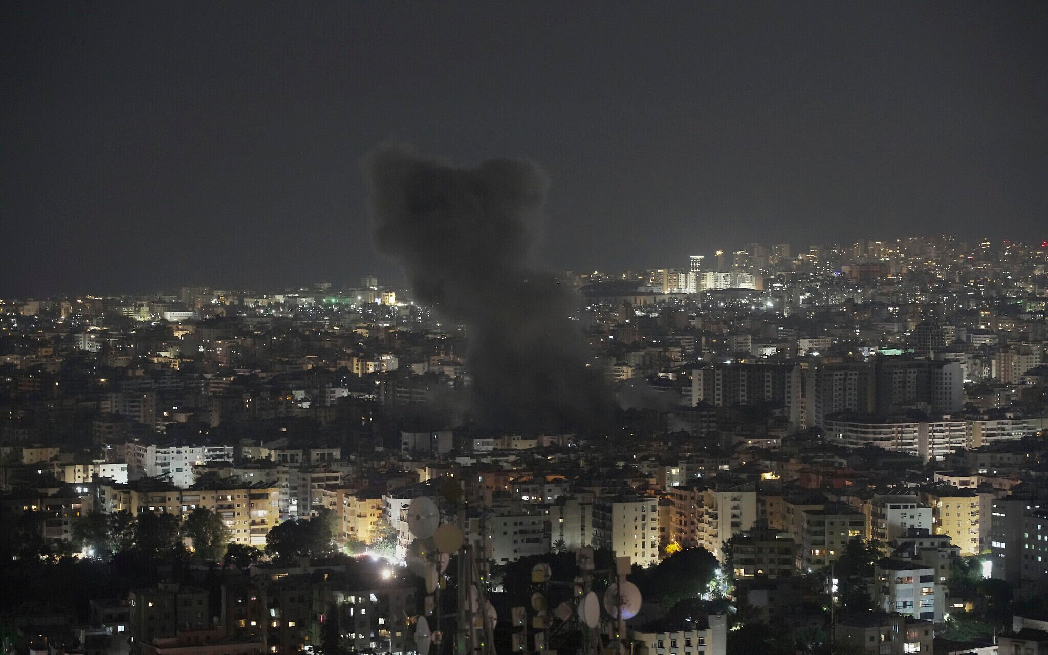NextImg:IDF strikes underground Hezbollah drone factories in Beirut after evacuation warning