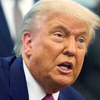 US President Donald Trump speaks with reporters in the Oval Office of the the White House,  in Washington, June 10, 2025. (Evan Vucci/AP)