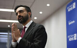 Assemblyman Zohran Mamdani in conversation after the New York City Democratic mayoral primary debate at the John Jay College of Criminal Justice in the Gerald W. Lynch Theater on June 12, 2025, in New York City. (Vincent Alban/The New York Times via AP)