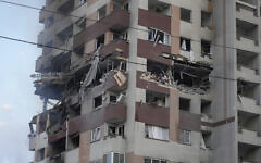 Damage is seen to an apartment building after Israeli strikes in Tehran, June 13, 2025. (AP Photo/Vahid Salemi)