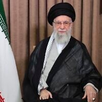 This photo released by an official website of the office of the Iranian supreme leader, shows Supreme Leader Ayatollah Ali Khamenei in a televised speech, under a portrait of the late revolutionary founder Ayatollah Khomeini, Friday, June 13, 2025. (Office of the Iranian Supreme Leader via AP)