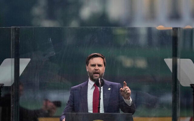 Vice President JD Vance speaks at a military parade commemorating the Army's 250th anniversary, June 14, 2025, in Washington. (AP/Julia Demaree Nikhinson) Vice President JD Vance speaks at a military parade commemorating the Army's 250th anniversary, June 14, 2025, in Washington. (AP/Julia Demaree Nikhinson)