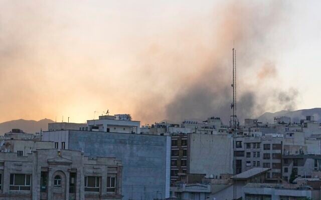 Smoke rises after an Israeli attack, in Tehran, Iran, June 18, 2025. (AP/Vahid Salemi)