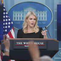 White House press secretary Karoline Leavitt speaks during a press briefing at the White House, Thursday, June 19, 2025, in Washington. (AP Photo/Evan Vucci)