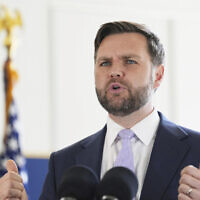 Vice President JD Vance speaks during a visit to the the Wilshire Federal Building, June 20, 2025, in Los Angeles. (AP Photo/Jae C. Hong)
