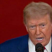 President Donald Trump speaks from the East Room of the White House in Washington, Saturday, June 21, 2025, after the US military struck three Iranian nuclear and military sites, directly joining Israel's effort to decapitate the country's nuclear program. (Carlos Barria/Pool via AP)