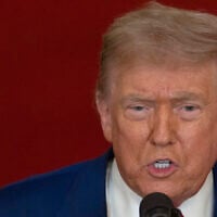 US President Donald Trump speaks from the East Room of the White House in Washington, June 21, 2025. (Carlos Barria/Pool via AP)