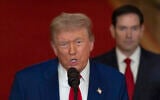 US President Donald Trump speaks from the East Room of the White House in Washington, June 21, 2025, after the US military struck three Iranian nuclear and military sites, directly joining Israel's effort to decapitate the country's nuclear program. (Carlos Barria/Pool via AP)