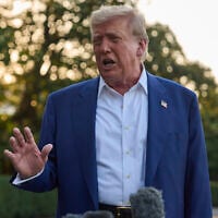 US President Donald Trump speaks with reporters before boarding Marine One on the South Lawn of the White House, June 24, 2025, in Washington. (AP Photo/Evan Vucci)
