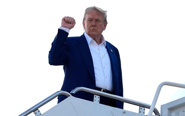US President Donald Trump boards Air Force One on June 24, 2025, at Joint Base Andrews, Md. (AP Photo/Alex Brandon)