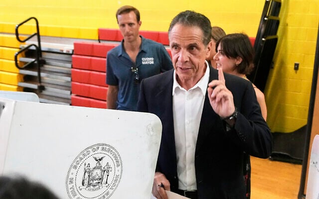 New York mayoral candidate, former New York governor Andrew Cuomo, comments after marking his ballot in the Democrat mayoral primary election in New York, June 24, 2025. (AP Photo/Richard Drew)