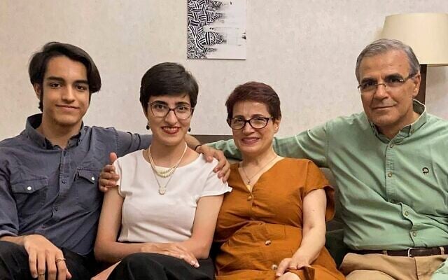 This photo shared by Mehraveh Khandan shows, from left, Nima Khandan, Mehraveh Khandan, her mother, prominent human rights lawyer Nasrin Sotoudeh, and her father Reza Khandan in their home in Tehran before the arrest of her father Reza Khandan in 2023. (Mehraveh Khandan via AP) This photo shared by Mehraveh Khandan shows, from left, Nima Khandan, Mehraveh Khandan, her mother, prominent human rights lawyer Nasrin Sotoudeh, and her father Reza Khandan in their home in Tehran before the arrest of her father Reza Khandan in 2023. (Mehraveh Khandan via AP)