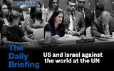 US Ambassador to the United Nations Dorothy Shea (C) speaks during a United Nations Security Council meeting to vote on a resolution calling for a ceasefire and unrestricted humanitarian access in Gaza, at UN headquarters in New York City on June 4, 2025. (Leonardo Munoz / AFP)